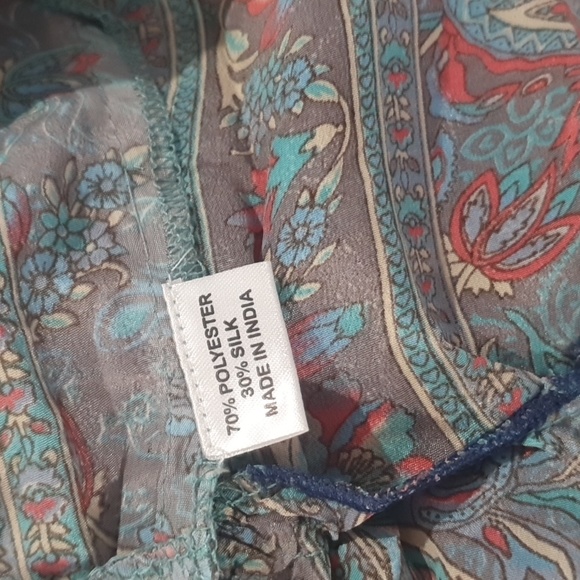 Caravan Co Size 12 approx Blue Floral Silk Blend Boho Dress - Picture 8 of 8